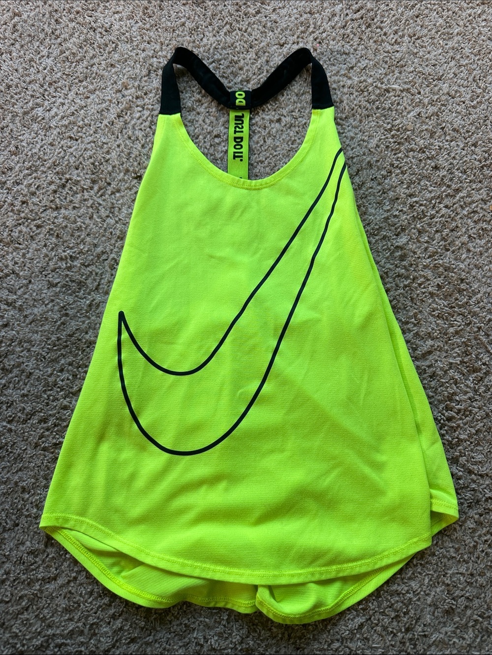 Nike Neon Yellow & Black Swoosh Athletic Tank